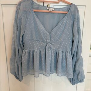 American Eagle Outfitters Light Blue Sheer Blouse